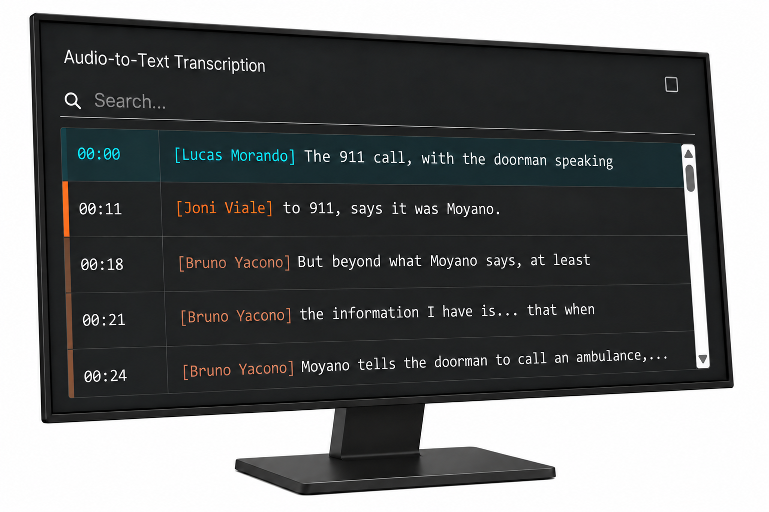 Audio-to-text transcription with speaker labels