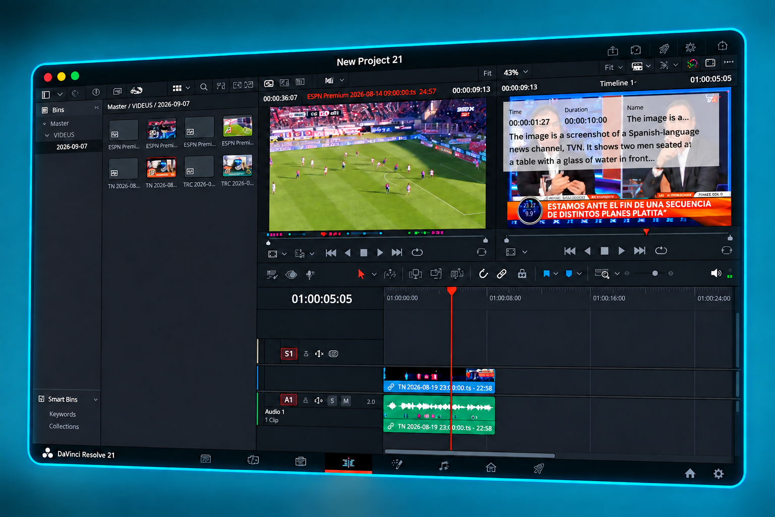 Edit selected media in DaVinci Resolve