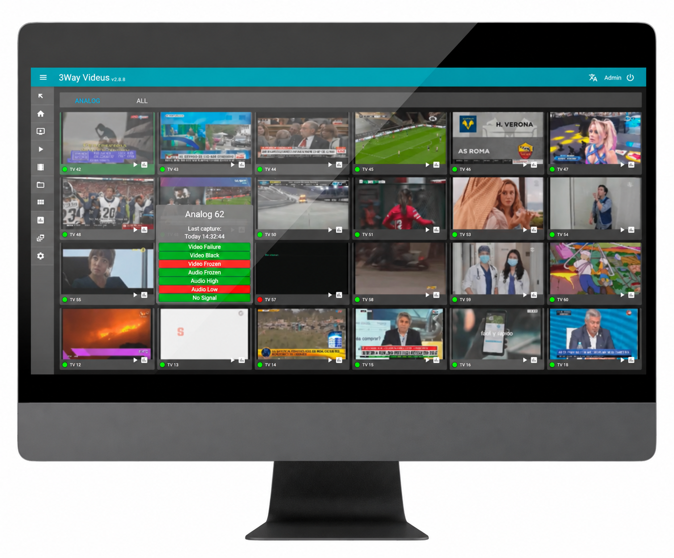 Channel lineup monitoring view