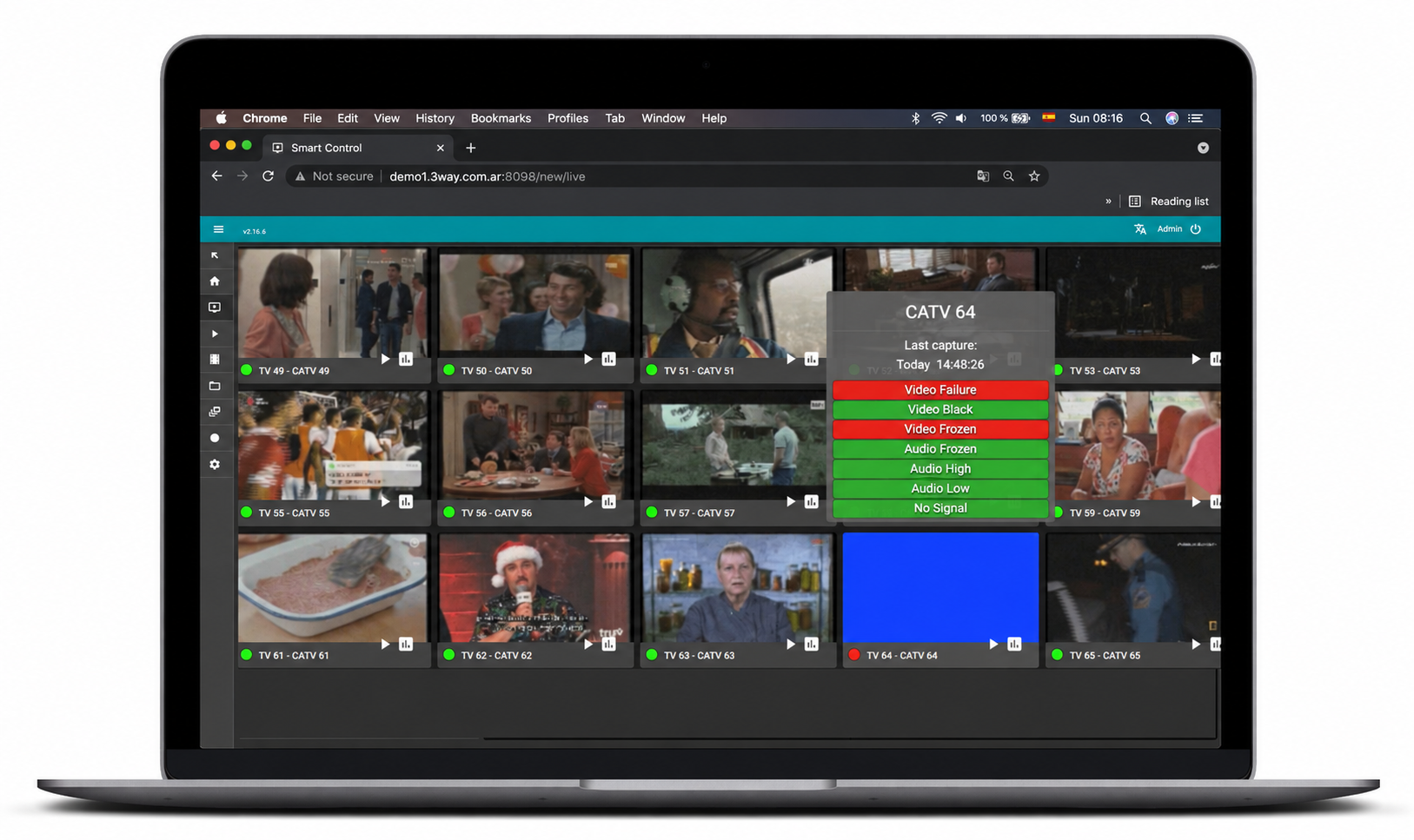 Channel snapshots and status grid
